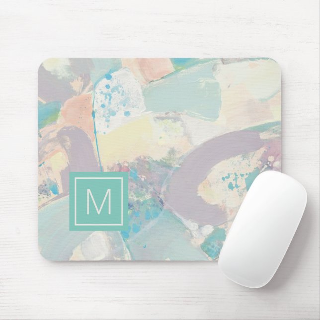 Tapis De Souris Ajouter votre initiale | White Rock Pastel (Avec souris)