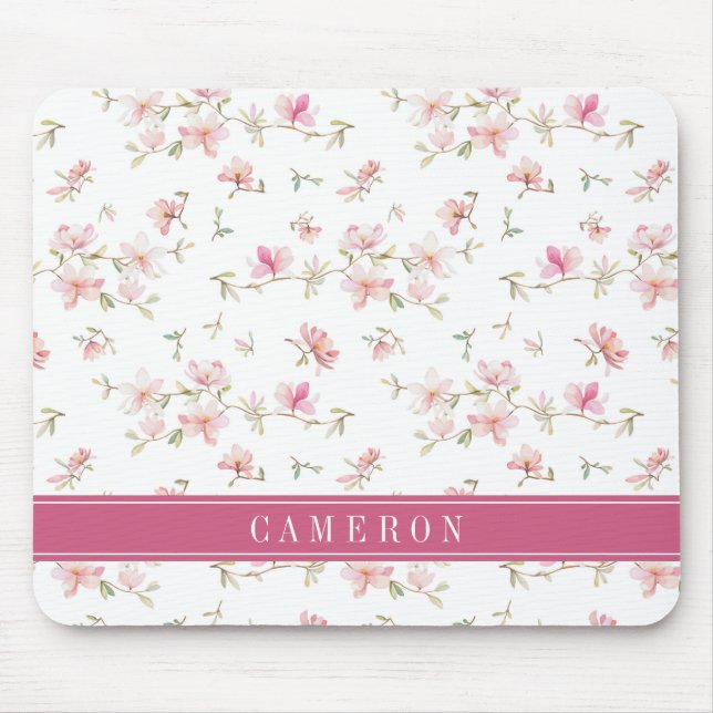Tapis De Souris Ajoutez votre fleur rose | molle nommée (Devant)