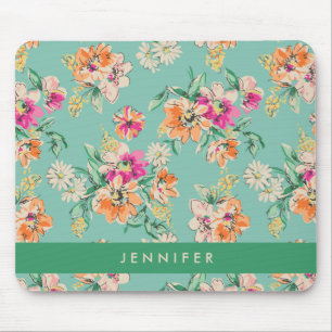 Tapis De Souris Ajoutez votre motif floral de croquis   lumineux