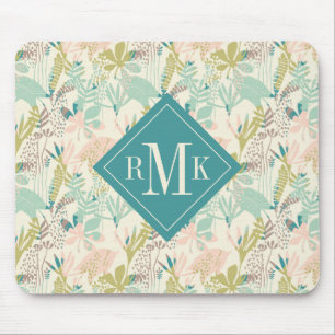 Tapis De Souris Ajoutez votre motif floral moderne du monogramme