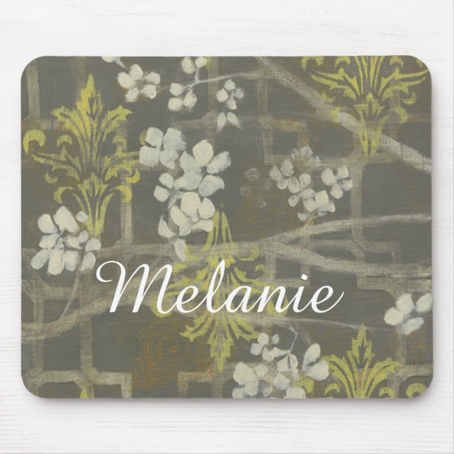 Tapis De Souris Ajoutez votre nom | Patterned Blossom Branch I (Devant)