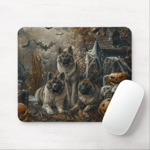 Tapis De Souris Akita Halloween Chien de nuit plaisir