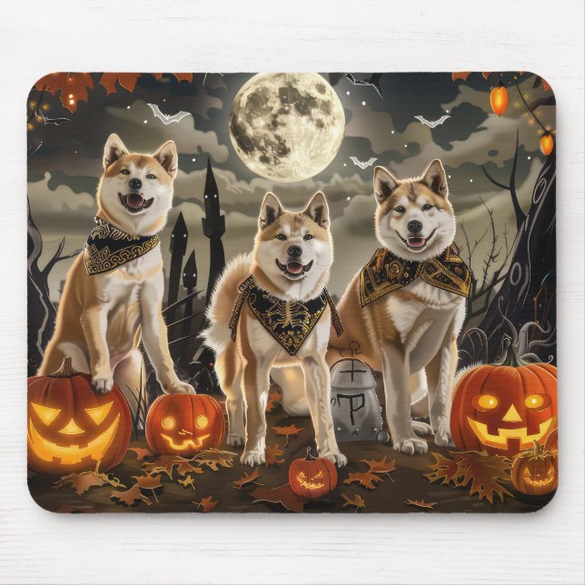 Tapis De Souris Akita Halloween Éffrayant (Devant)