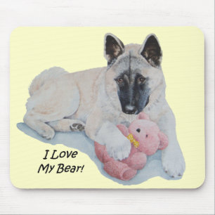 Tapis De Souris akita masqué noir avec jouet coude mignon chien