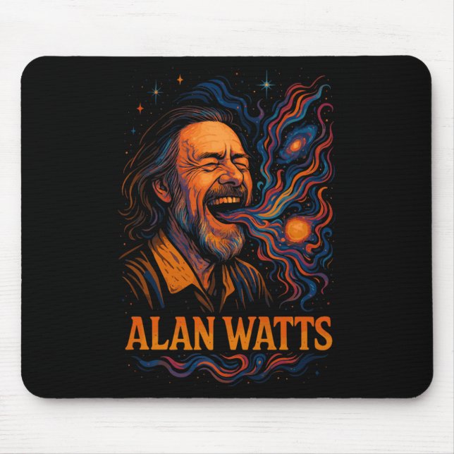 Tapis De Souris Alan Watts Laugh Galaxy Universe Psychedelic Art P (Devant)