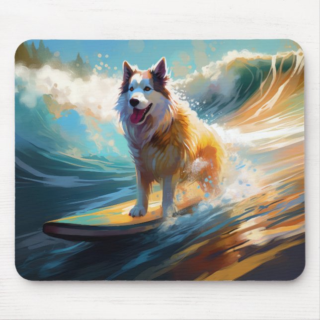 Tapis De Souris Alaskan Malamute Beach Surf Peinture (Devant)