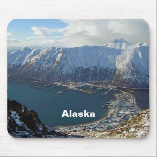 Tapis De Souris Alaskan Mountain Range et ville en dessous