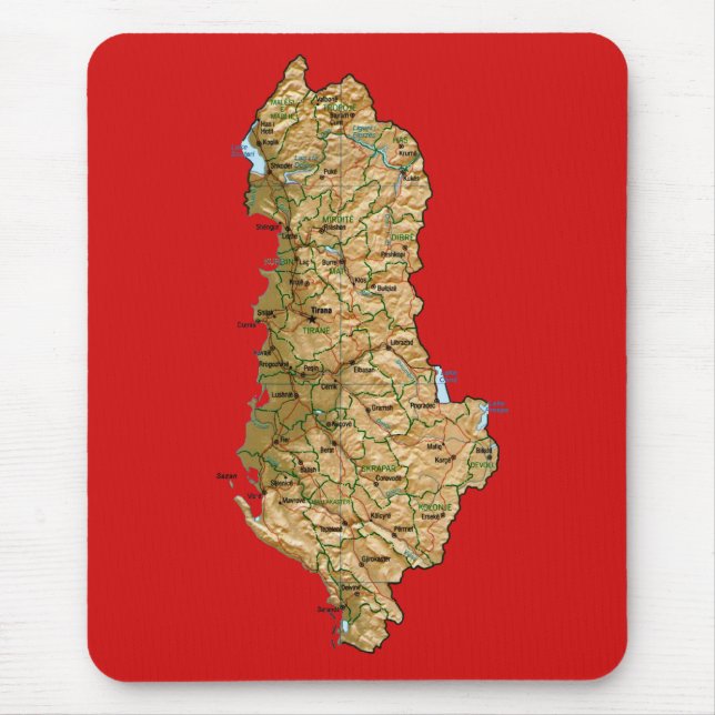 Tapis De Souris Albanie Carte Mousepad (Devant)