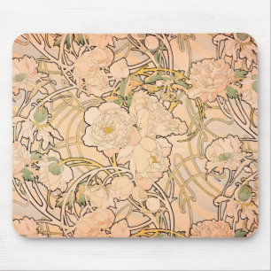 Tapis De Souris Alfonse Mucha Art Nouveau Pivoines