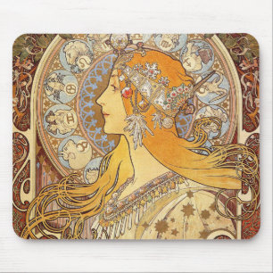 Tapis De Souris Alfonse Mucha Zodiaque Art Nouveau Femme