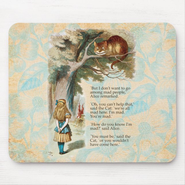 Tapis De Souris Alice au pays des merveilles Cheshire Cat Mad (Devant)