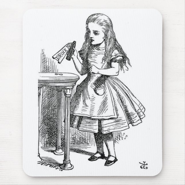 Tapis De Souris Alice avec la "boisson je" bouteille (Devant)