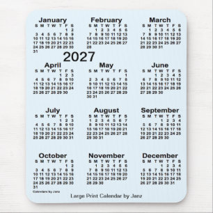 Tapis De Souris Alice Blue 2027 Grand Calendrier d'impression par