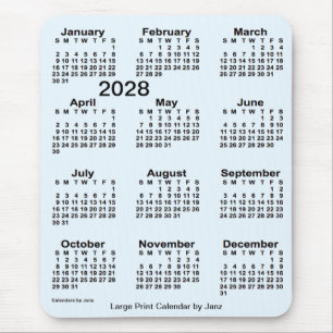 Tapis De Souris Alice Blue 2028 Grand calendrier d'impression par 