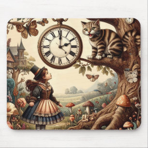 Tapis De Souris Alice et Chat du Cheshire : Fantaisie merveilleuse