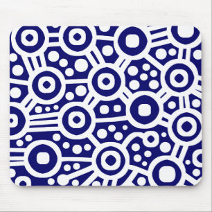 Tapis De Souris Alien Circuit - White on Deep Blue