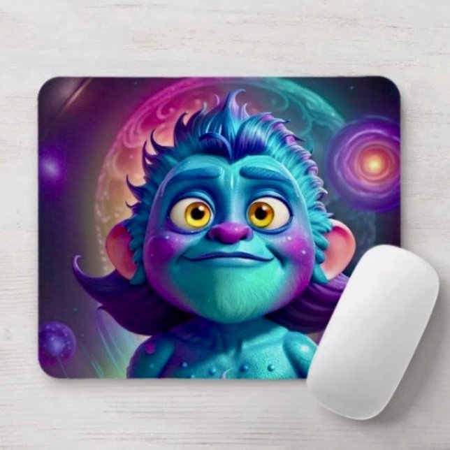 Tapis De Souris Alien de l'espace et ami (Mousepad durable dust and stain resistant non -slip rubber backing. D: 9.25" L x 7.75"W. 
)