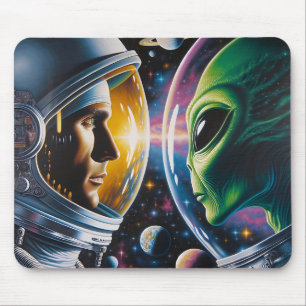 Tapis De Souris Alien et astronaute dans l'espace
