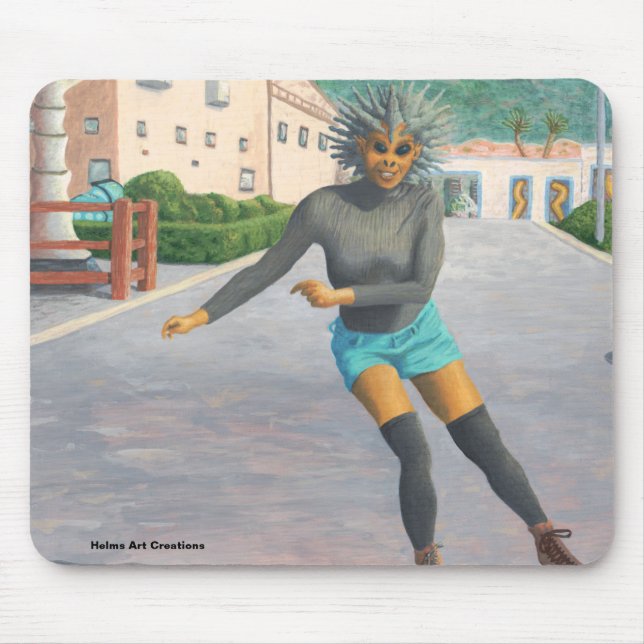 Tapis De Souris Alien Femme Roller Patinage Imaginaire Art Mousepa (Devant)