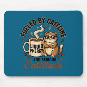 Tapis De Souris Alimenté par la caféine et sérieusement cattitude