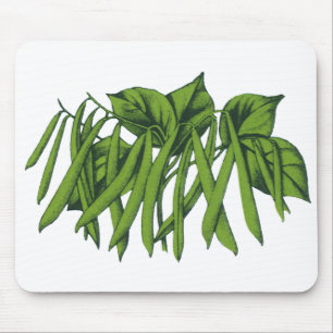 Tapis De Souris Aliments Anciens, Haricots Verts Biologiques Légum