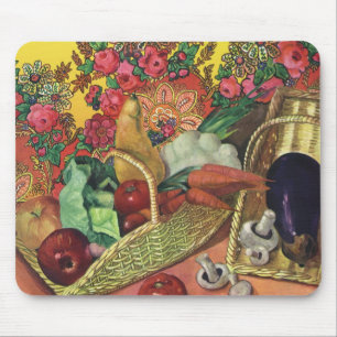 Tapis De Souris Aliments Biologiques, Légumes de Jardin, Fleurs en