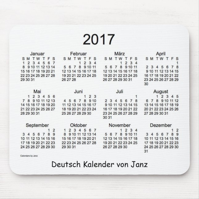 Tapis De Souris Allemand 2017 Kalender (Devant)