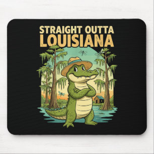 Tapis De Souris Alligator de Louisiane drôle Rétro Faune Voyage Ba