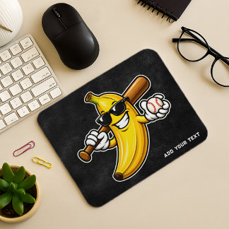 Tapis De Souris Allons Bananes Baseball Rétro Banane Drôle