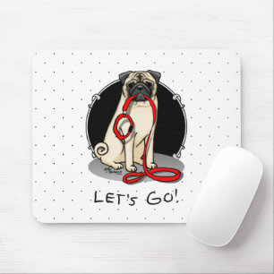 Tapis De Souris Allons-y ! (marcher) Chien Carlin (pâle) Lèc mou
