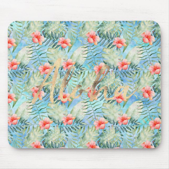 Tapis De Souris Aloha tropical Hibiscus Floral (Devant)