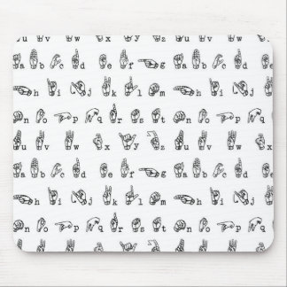 Tapis De Souris Alphabet de langue des signes américaine en noir