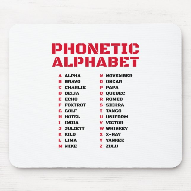Tapis De Souris Alphabet phonétique international Canada (Devant)