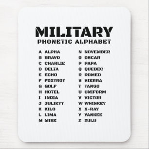 Tapis De Souris Alphabet phonétique pour l'armée
