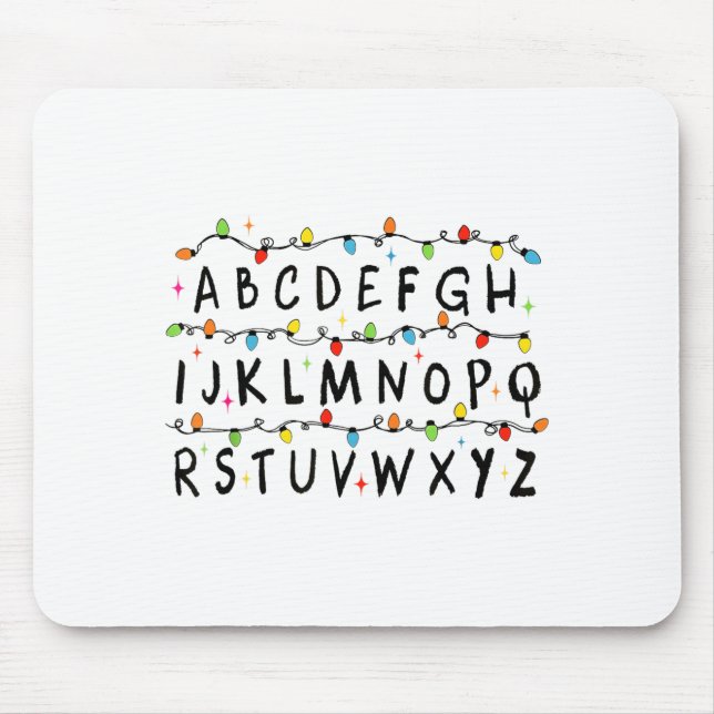 Tapis De Souris Alphabet Stranger Christmas 2025 Lights Boys Girls (Devant)