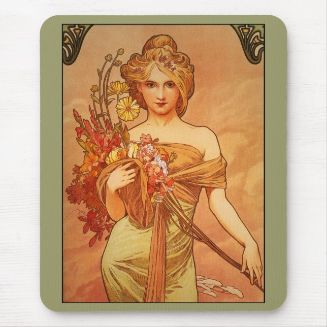 Tapis De Souris Alphonse (Alfons) Mucha Buquet Mousepad (Devant)