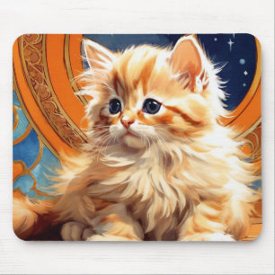 Tapis De Souris Alphonse Mucha Art Nouveau Chat orange