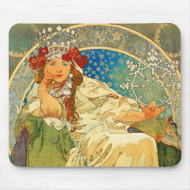 Tapis De Souris Alphonse Mucha Art Nouveau Princesse Hyacinth (Devant)