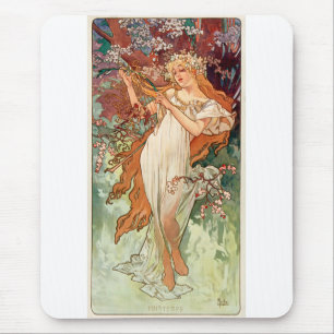 Tapis De Souris Alphonse Mucha, Les Saisons (1896) Printemps