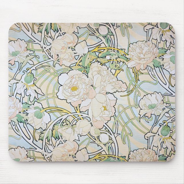 Tapis De Souris Alphonse Mucha Peonies (Devant)