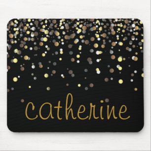 Tapis De Souris Aluminium de Faux de noir de parties scintillantes