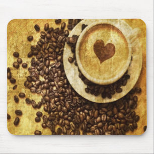 Tapis De Souris Amant chic de café de grains de café de cappucci