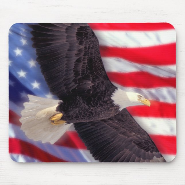 Tapis De Souris Américain Eagle avec le drapeau américain Mousepad (Devant)