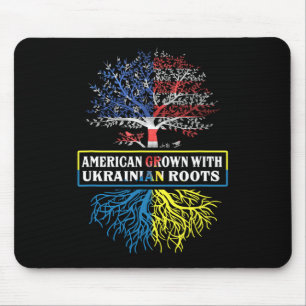 Tapis De Souris Américain Né Avec Des Racines Ukrainiennes Drapeau
