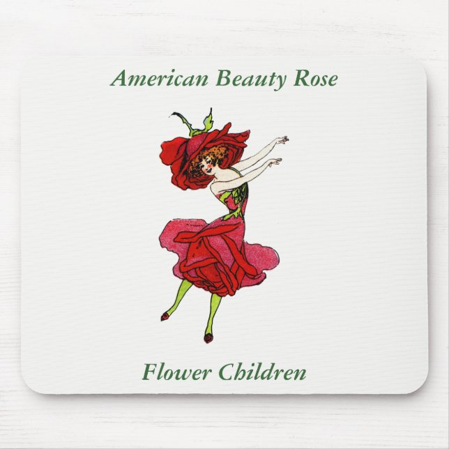 Tapis De Souris American Beauty Rose, Whimsical Flowers Livre Art (Devant)