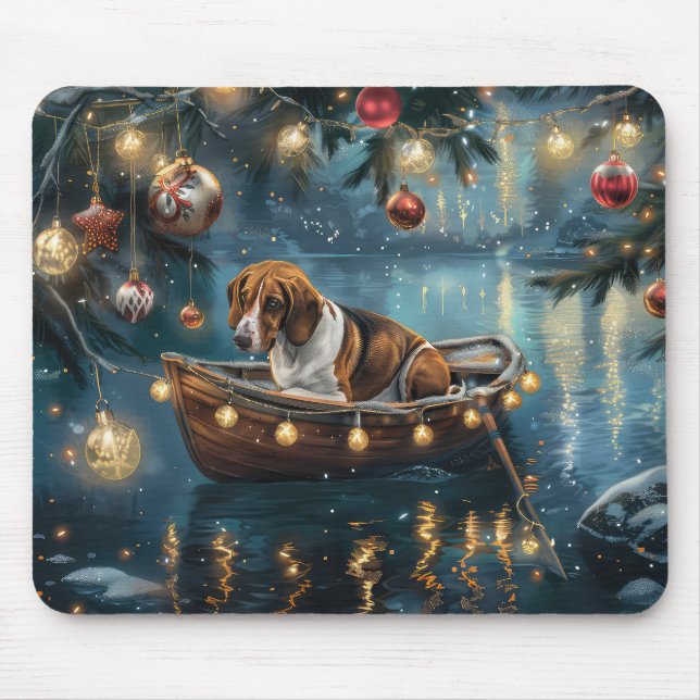 Tapis De Souris American English Foxhound Christmas Festive Voyage (Devant)