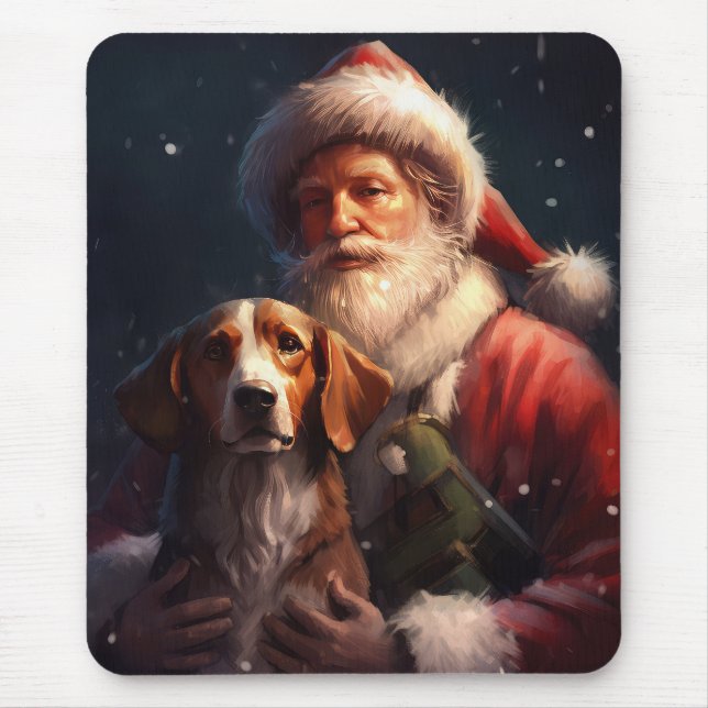 Tapis De Souris American English Foxhound Santa Claus Noël (Devant)