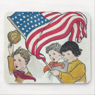 Tapis De Souris American Flag and Children