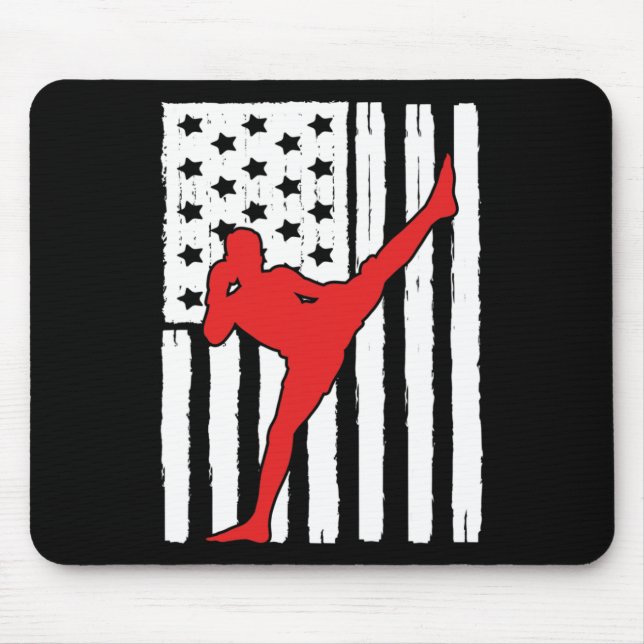 Tapis De Souris American Flag Muay Thai Theme Graphic Design Kickb (Devant)