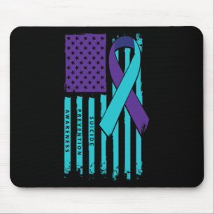 Tapis De Souris American Flag Ribbon Sensibilisation au suicide gu